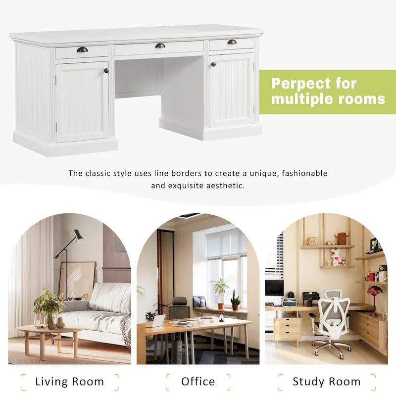 Bureau d'écriture de style Mid-Century avec huche et étagères ouvertes pour petits bureaux à domicile ou chambres