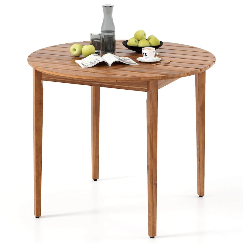 Table à Manger Ronde d'Extérieur pour 4 Personnes 91 cm Bois d'Acacia - Voir Détails
