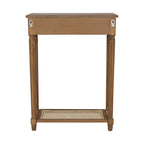 Table d'appoint console en bois massif à 1 tiroir avec étagère en rotin