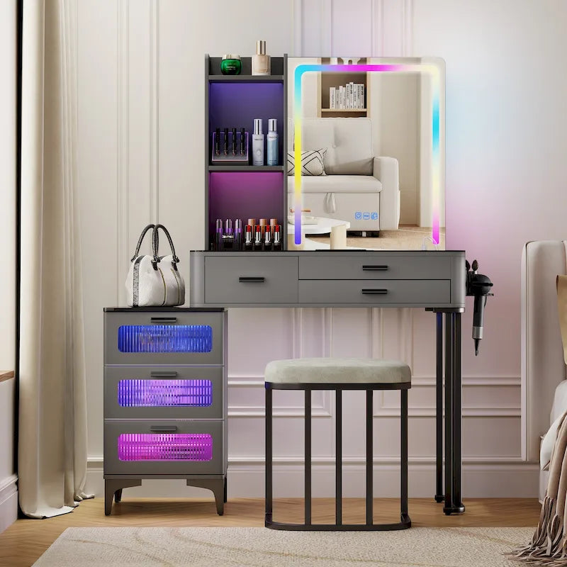 Coiffeuse avec éclairage LED