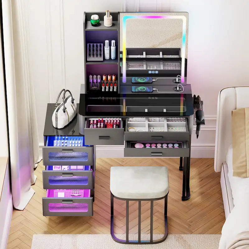 Coiffeuse avec éclairage LED