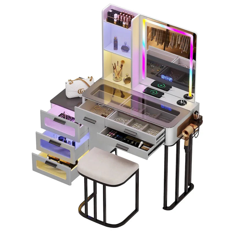 Coiffeuse avec éclairage LED