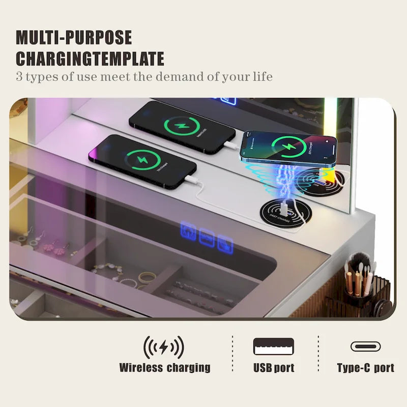 Coiffeuse avec éclairage LED