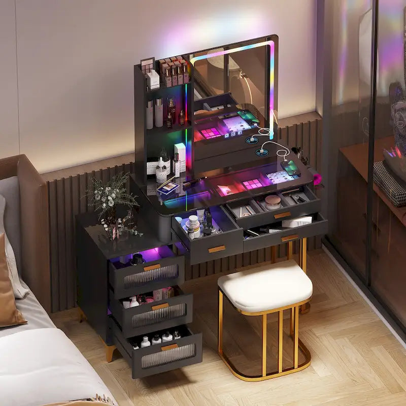 Coiffeuse avec éclairage LED