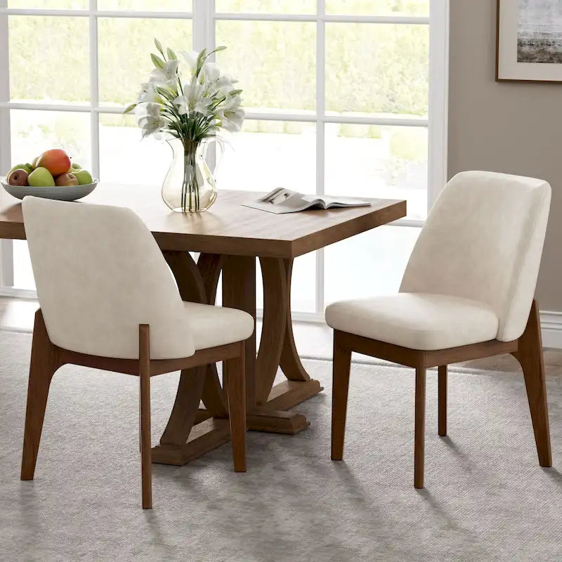 lot de 2 chaises d'appoint rembourrées avec pieds en bois, convenant pour la cuisine, la salle à manger et le bureau