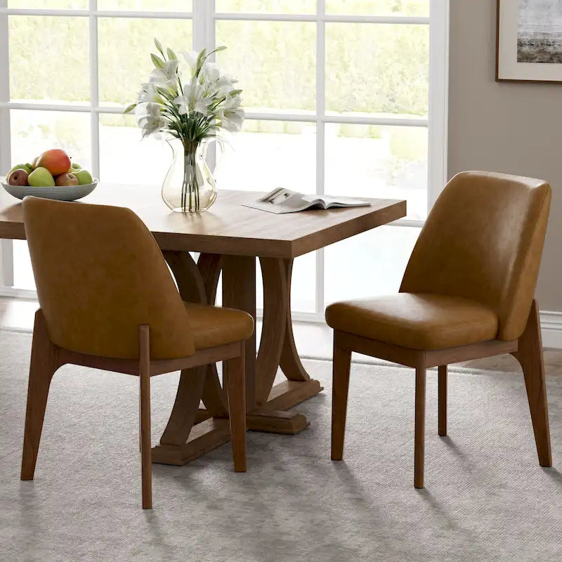 lot de 2 chaises d'appoint rembourrées avec pieds en bois, convenant pour la cuisine, la salle à manger et le bureau