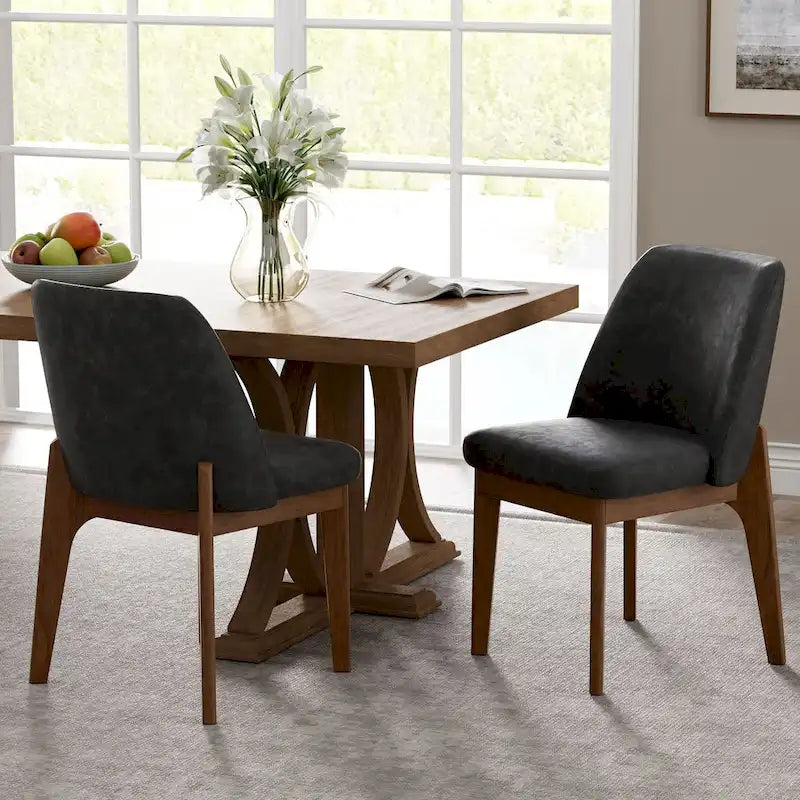 lot de 2 chaises d'appoint rembourrées avec pieds en bois, convenant pour la cuisine, la salle à manger et le bureau