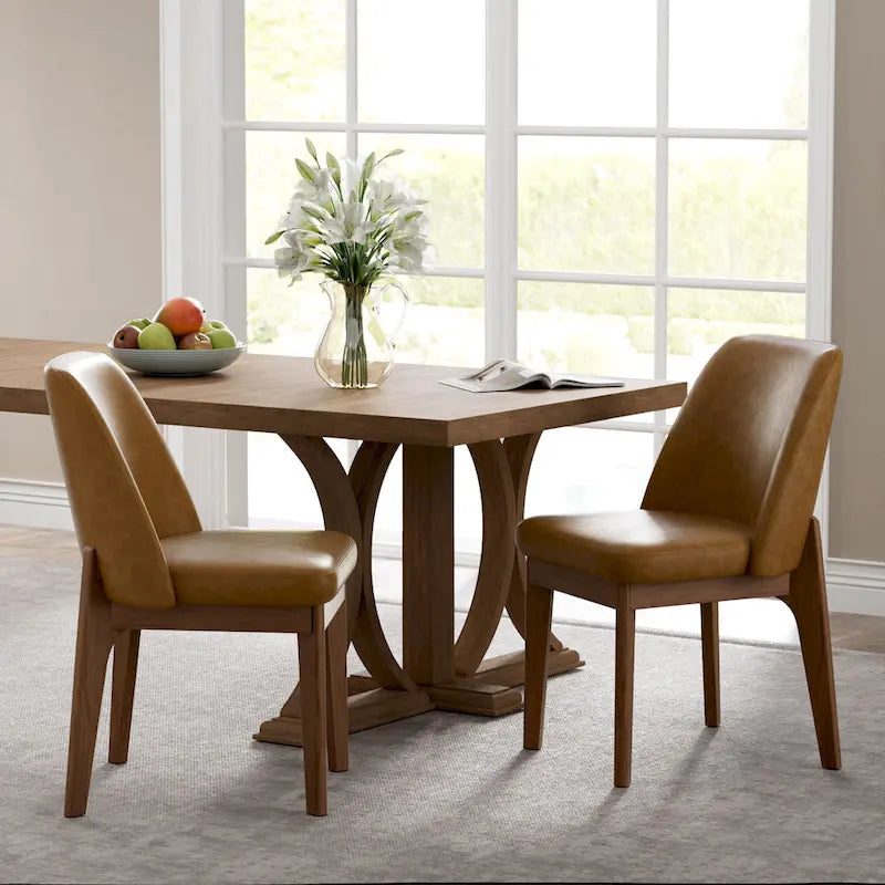 lot de 2 chaises d'appoint rembourrées avec pieds en bois, convenant pour la cuisine, la salle à manger et le bureau