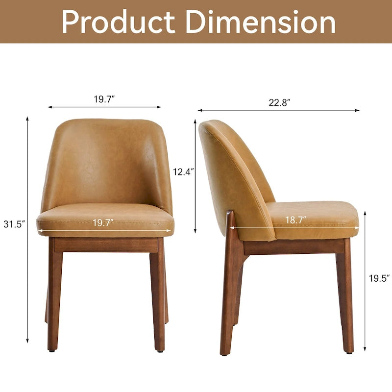 lot de 2 chaises d'appoint rembourrées avec pieds en bois, convenant pour la cuisine, la salle à manger et le bureau