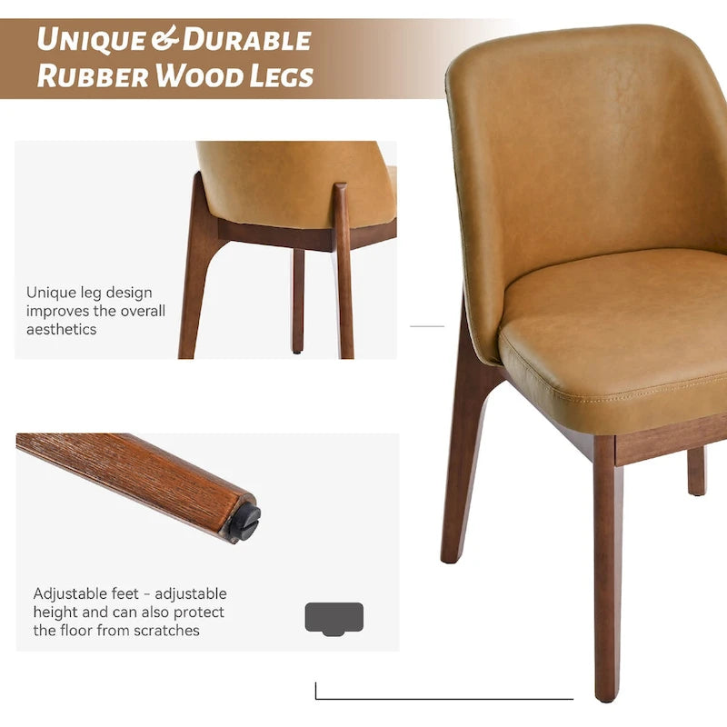 lot de 2 chaises d'appoint rembourrées avec pieds en bois, convenant pour la cuisine, la salle à manger et le bureau