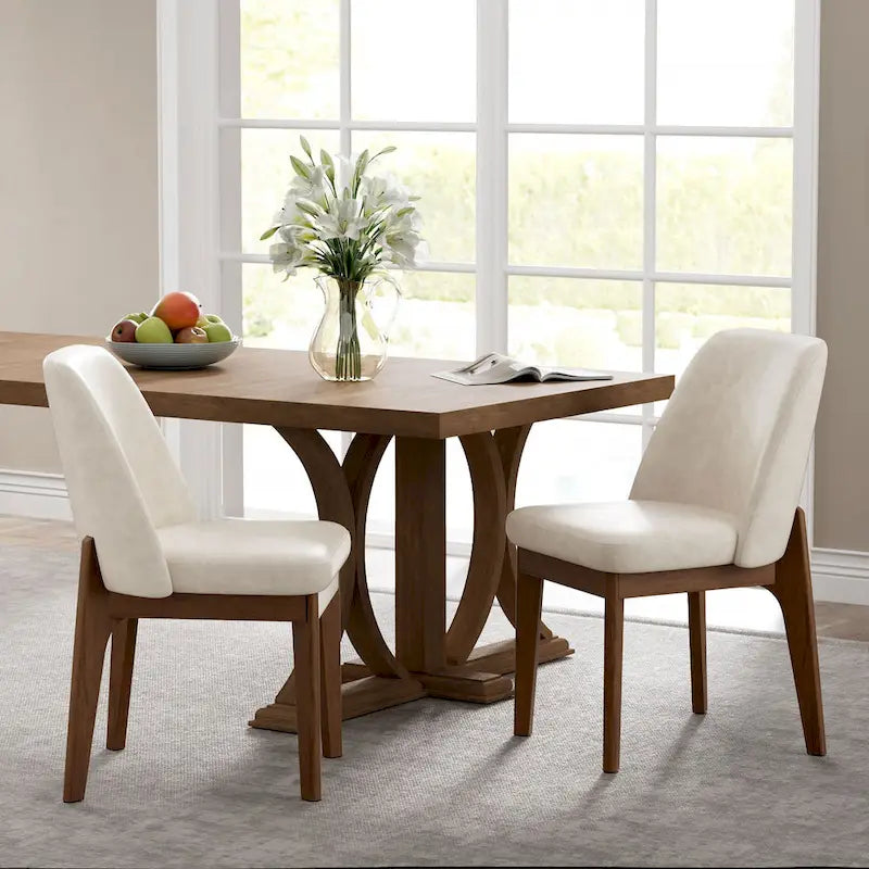 lot de 2 chaises d'appoint rembourrées avec pieds en bois, convenant pour la cuisine, la salle à manger et le bureau