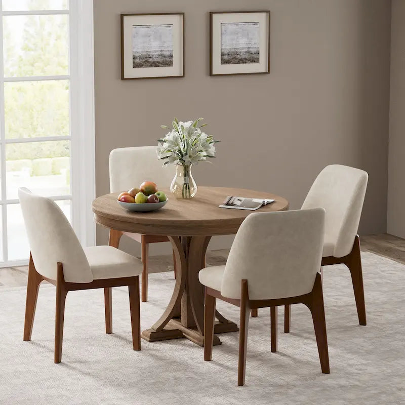 lot de 2 chaises d'appoint rembourrées avec pieds en bois, convenant pour la cuisine, la salle à manger et le bureau
