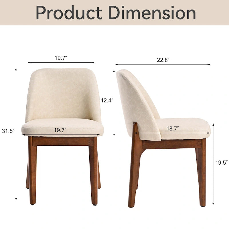 lot de 2 chaises d'appoint rembourrées avec pieds en bois, convenant pour la cuisine, la salle à manger et le bureau