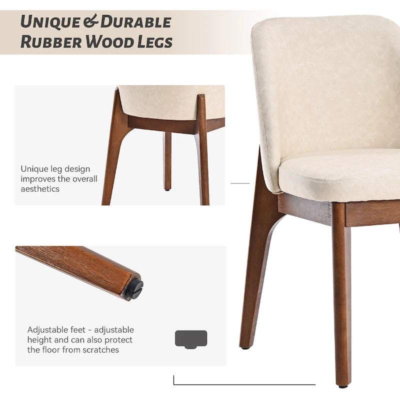 lot de 2 chaises d'appoint rembourrées avec pieds en bois, convenant pour la cuisine, la salle à manger et le bureau