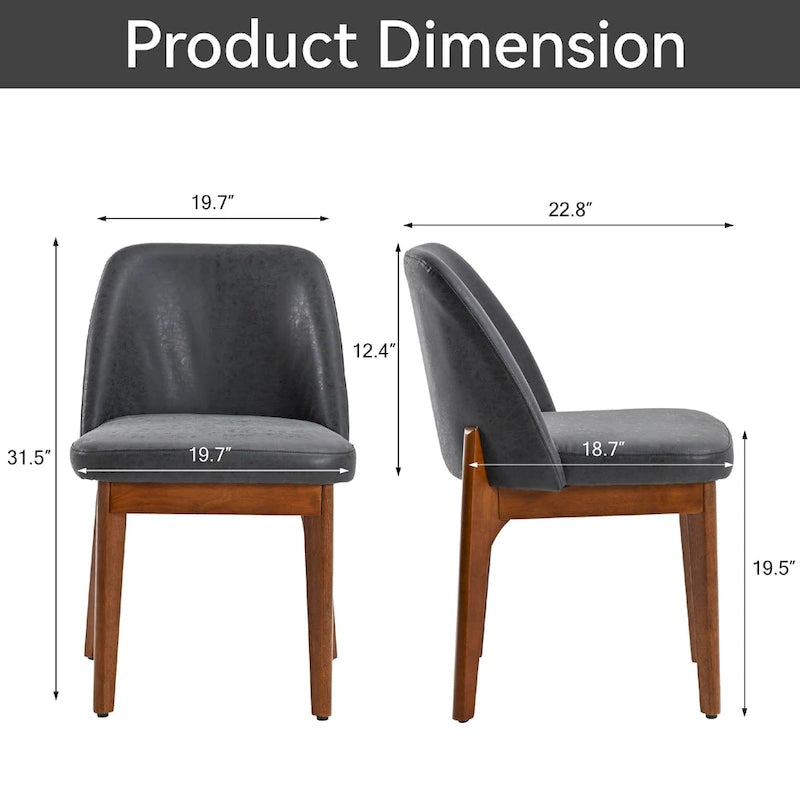 lot de 2 chaises d'appoint rembourrées avec pieds en bois, convenant pour la cuisine, la salle à manger et le bureau