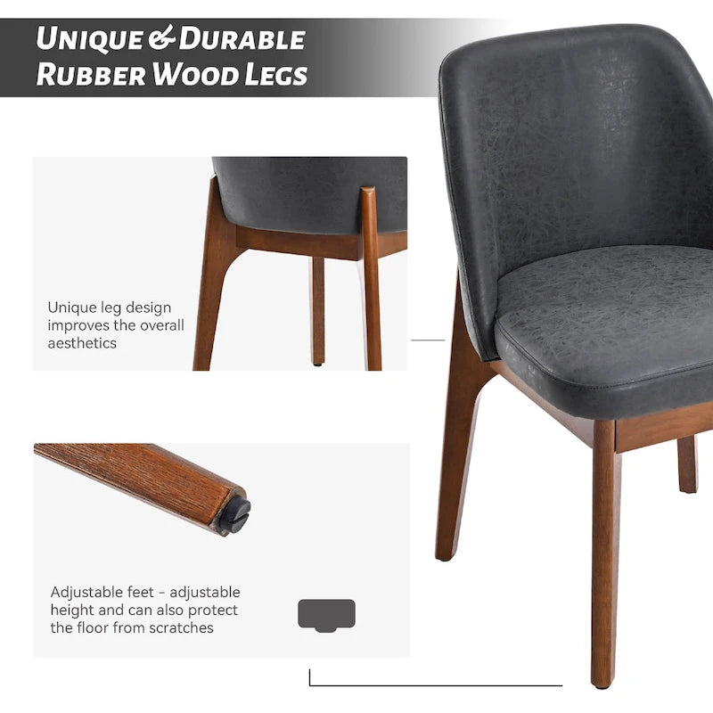 lot de 2 chaises d'appoint rembourrées avec pieds en bois, convenant pour la cuisine, la salle à manger et le bureau