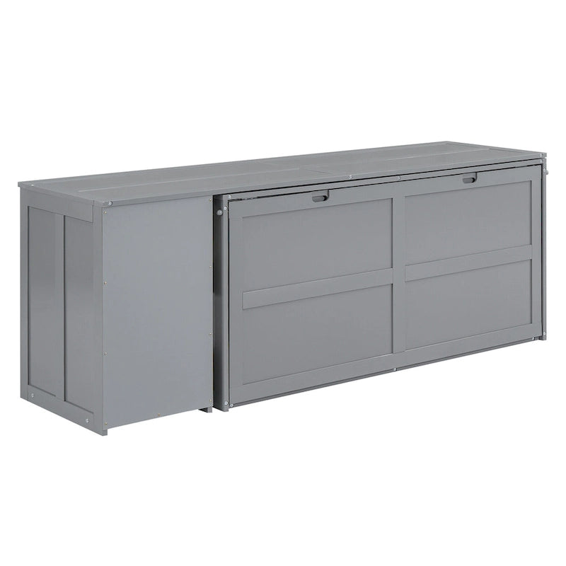  Murphy Bed with Rotating Desk and Shelves - Pine Wood and MDF Space-Saving Design