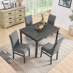 Ensemble de salle à manger rustique 5 pièces avec table rectangulaire compacte et 4 chaises rembourrées