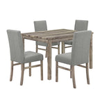 Ensemble de salle à manger rustique 5 pièces avec table rectangulaire compacte et 4 chaises rembourrées