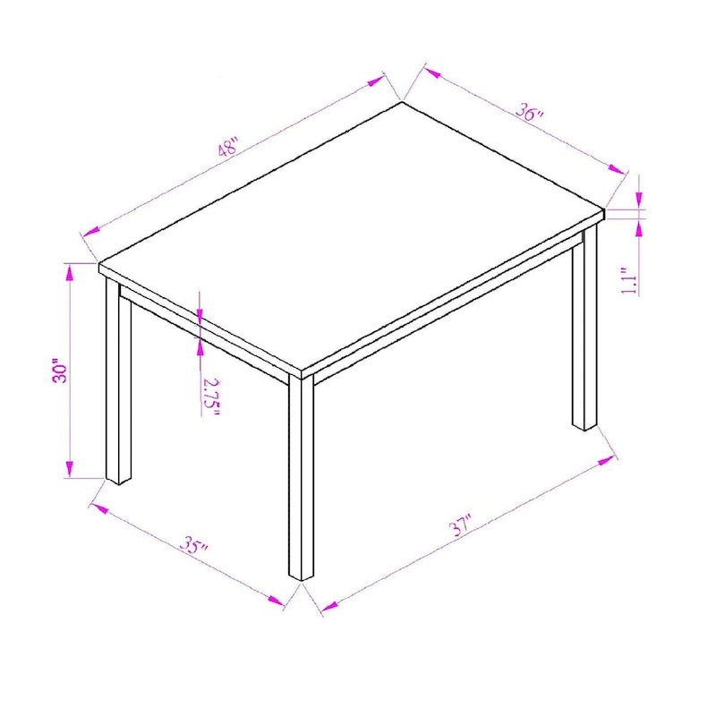 Ensemble de salle à manger rustique 5 pièces avec table rectangulaire compacte et 4 chaises rembourrées
