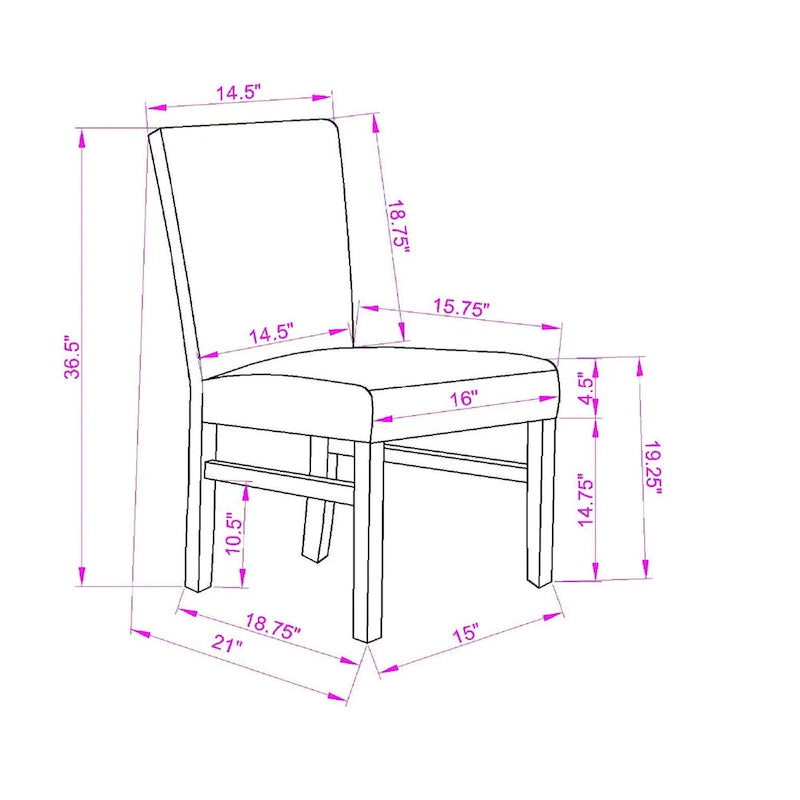 Ensemble de salle à manger rustique 5 pièces avec table rectangulaire compacte et 4 chaises rembourrées