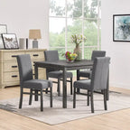 Ensemble de salle à manger rustique 5 pièces avec table rectangulaire compacte et 4 chaises rembourrées