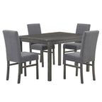 Ensemble de salle à manger rustique 5 pièces avec table rectangulaire compacte et 4 chaises rembourrées
