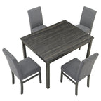 Ensemble de salle à manger rustique 5 pièces avec table rectangulaire compacte et 4 chaises rembourrées