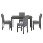 Ensemble de salle à manger rustique 5 pièces avec table rectangulaire compacte et 4 chaises rembourrées