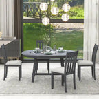 Ensemble de salle à manger 5 pièces en bois avec table ronde extensible et 4 chaises