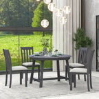 Ensemble de salle à manger 5 pièces en bois avec table ronde extensible et 4 chaises