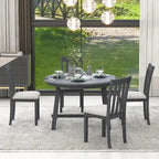 Ensemble de salle à manger 5 pièces en bois avec table ronde extensible et 4 chaises