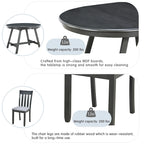 Ensemble de salle à manger 5 pièces en bois avec table ronde extensible et 4 chaises