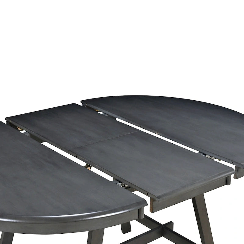 Ensemble de salle à manger 5 pièces en bois avec table ronde extensible et 4 chaises