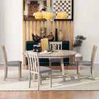 Ensemble de salle à manger 5 pièces en bois avec table ronde extensible et 4 chaises