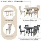 Ensemble de salle à manger 5 pièces en bois avec table ronde extensible et 4 chaises