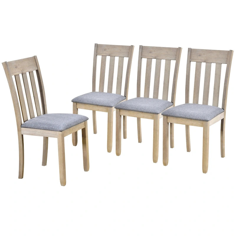 Ensemble de salle à manger 5 pièces en bois avec table ronde extensible et 4 chaises