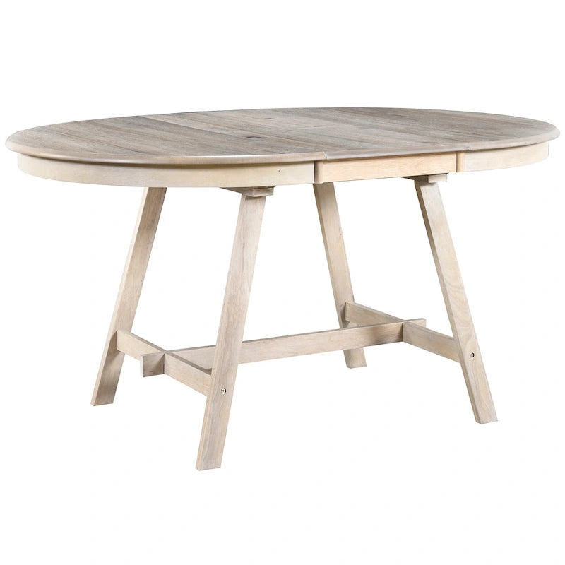 Ensemble de salle à manger 5 pièces en bois avec table ronde extensible et 4 chaises