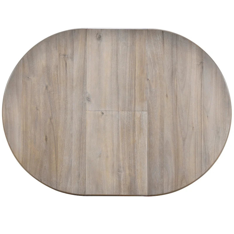 Ensemble de salle à manger 5 pièces en bois avec table ronde extensible et 4 chaises