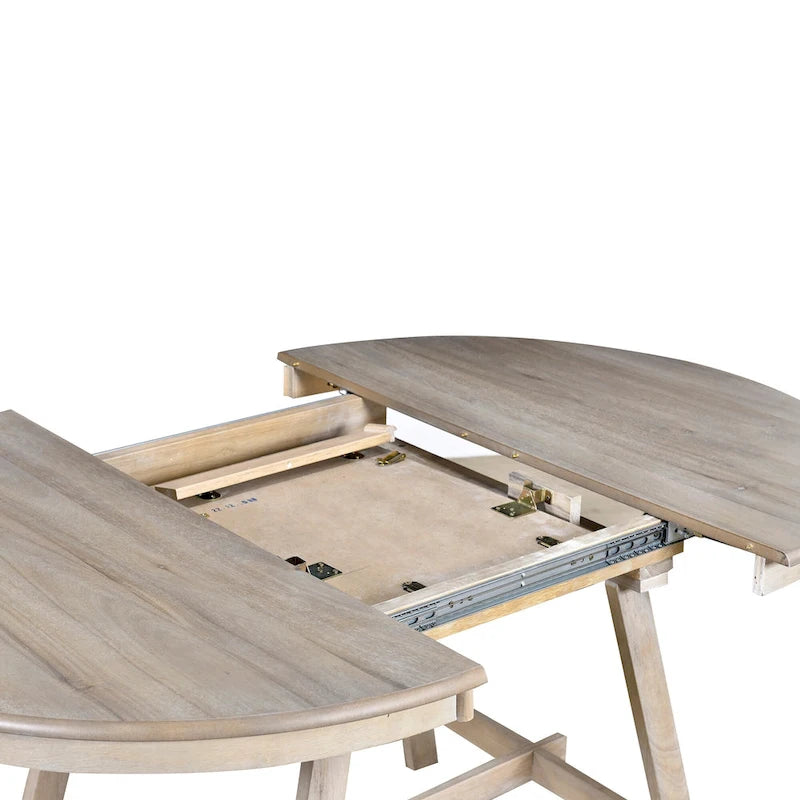 Ensemble de salle à manger 5 pièces en bois avec table ronde extensible et 4 chaises