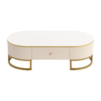 47.2 Table basse moderne avec décor en métal doré et tiroirs intégrés