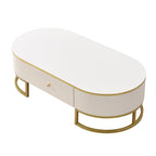 47.2 Table basse moderne avec décor en métal doré et tiroirs intégrés