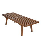 Banc d'entrée en bois naturel de 48 po à plateforme rectangulaire, design moderne à lattes pour salon, maison et bureau