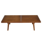 Banc d'entrée en bois naturel de 48 po à plateforme rectangulaire, design moderne à lattes pour salon, maison et bureau