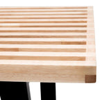 Banc d'entrée en bois naturel de 48 po à plateforme rectangulaire, design moderne à lattes pour salon, maison et bureau