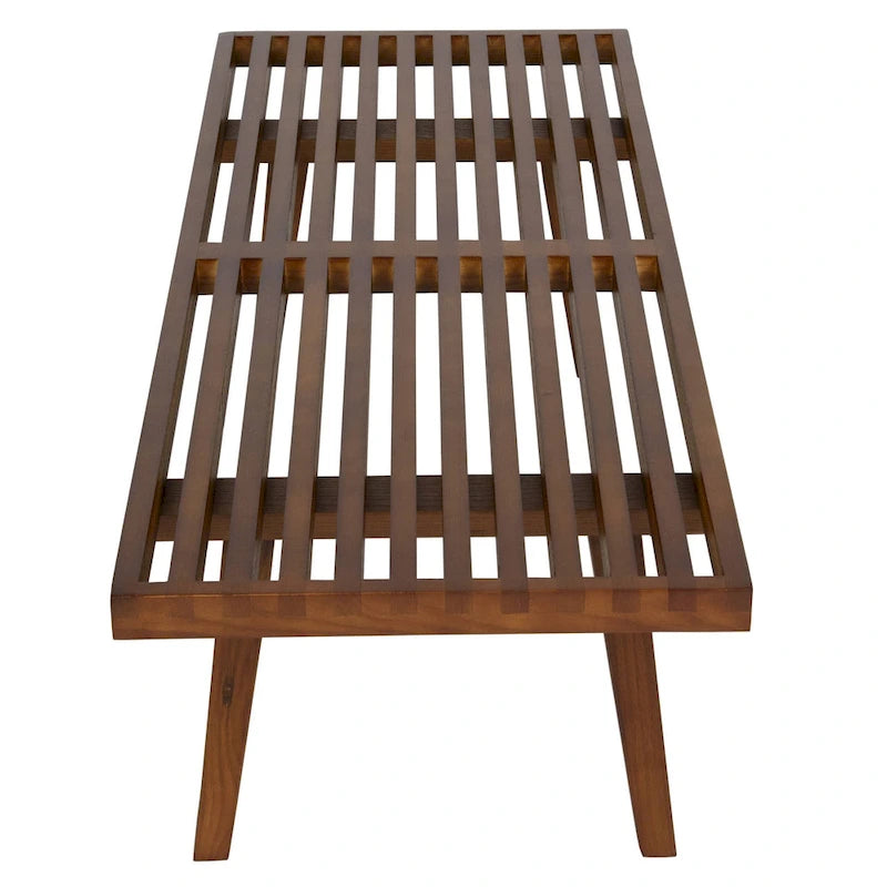 Banc d'entrée en bois naturel de 48 po à plateforme rectangulaire, design moderne à lattes pour salon, maison et bureau