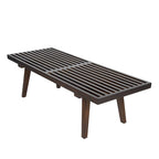 Banc d'entrée en bois naturel de 48 po à plateforme rectangulaire, design moderne à lattes pour salon, maison et bureau