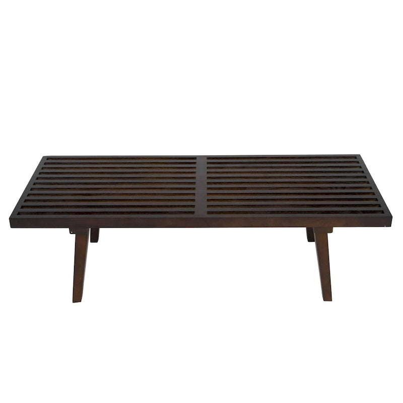 Banc d'entrée en bois naturel de 48 po à plateforme rectangulaire, design moderne à lattes pour salon, maison et bureau