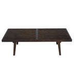 Banc d'entrée en bois naturel de 48 po à plateforme rectangulaire, design moderne à lattes pour salon, maison et bureau