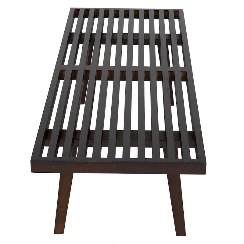 Banc d'entrée en bois naturel de 48 po à plateforme rectangulaire, design moderne à lattes pour salon, maison et bureau